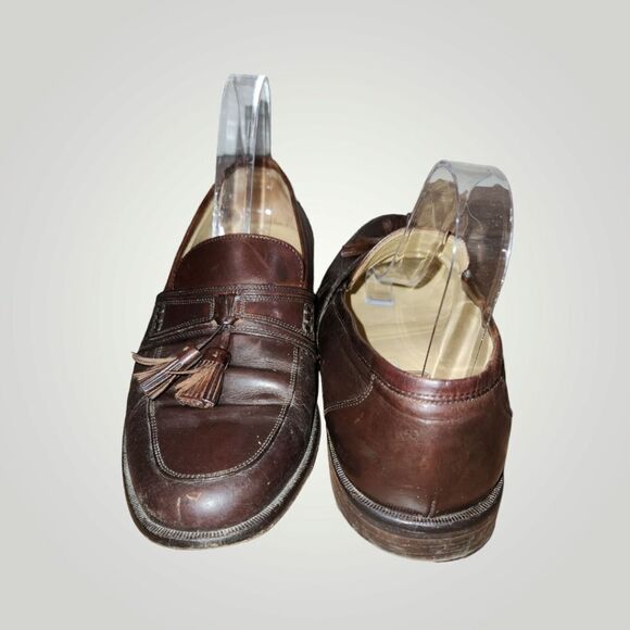 JOHNSTON & MURPHY MADE IN ITALY BROWN LEATHER MENS TASSEL LOAFERS SHOES … main image 8